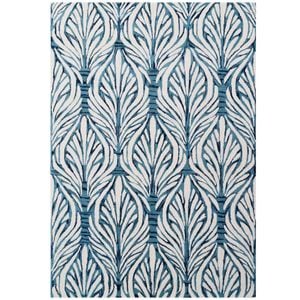 Handmade Abstract Wool Rug-6306-Sea Blue/Ivory-190x280cm