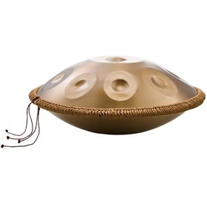 P&P Golden Handpan Drum, 22 in 9 Note D Minor Steel Drum with Mallets, Stand, Bag
