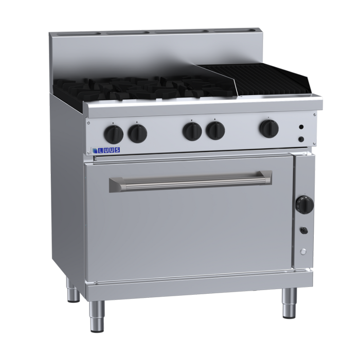 Luus RF-4B3C 900mm Gas 4 Burner 300mm Chargrill Range & Convection Oven RF-4B3C-LPG