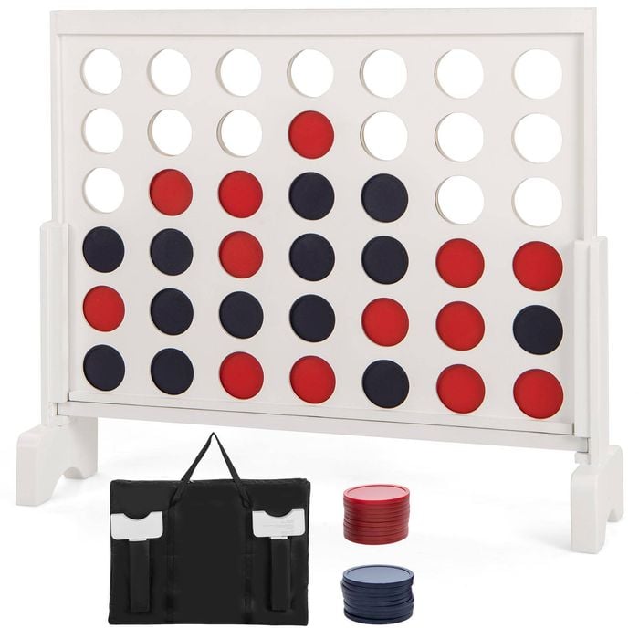 Costway Giant 4-in-a-row Game Set Jumbo 4-to-score Chess Board Game White