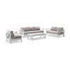 Kansas 3+2+1 Seater Outdoor Aluminium Lounge Set With Coffee Table In Sunbrella & Maxim Heather Beige Cushions