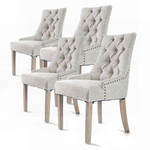 4X French Provincial Oak Leg Chair AMOUR - GREY - AMOUR | Grey | High Resilience Foam,Oakwood Legs