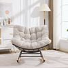 Homfurn Mid-century Modern Rocking Lounge Chair, Oversized Tufted Padded Single Rocker Chair, Grey