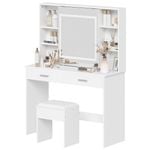 Advwin Dressing Table Stool Set with Slide Make up LED Mirror