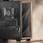 Antec Flux ATX, Black Premium Walnut Trim, 5x Black PWM Performance Fans. Ultra Cooling Design, ARGB Controller, Mid Tower Case