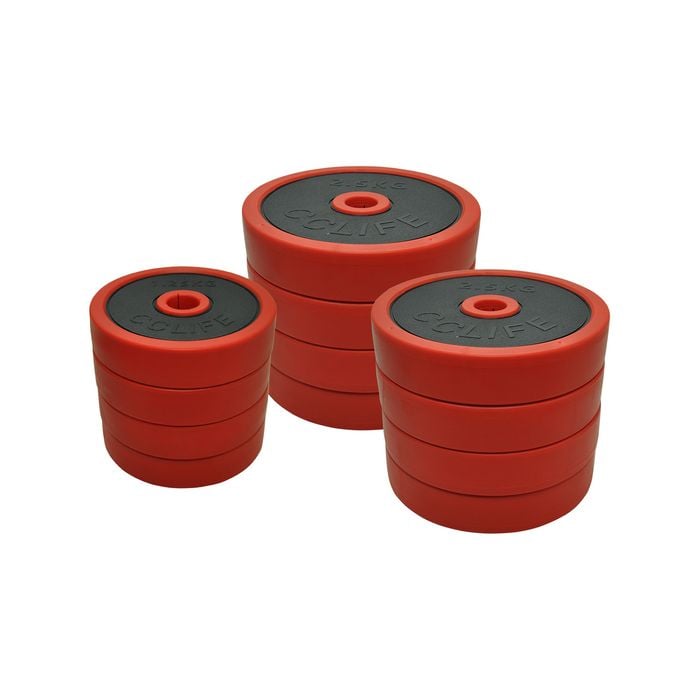 25kg Rubber Coated Iron Weight Plates Set - 2.5kg x 4 & 1.25kg x 4
