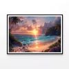 Beach With Trees & a Sunset  Print 100% Australian Made 90x60cm  (Poster)
