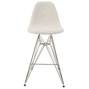 SK Designer Living | Replica Eames DSR Stool | Fabric & Chrome - Texture Ivory