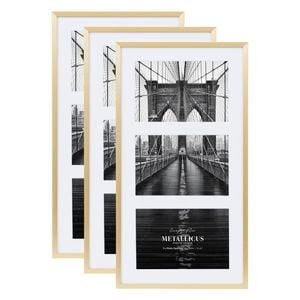Cooper & Co. Metal 3 Slot Collage Photo Frame 10x15cm Gold Set Of 3