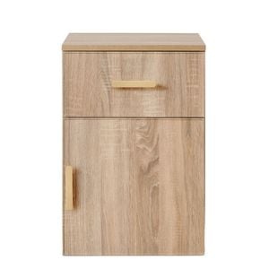 European Cabinetry Natural Oak Slim Oval Brass Porto Bedside Table