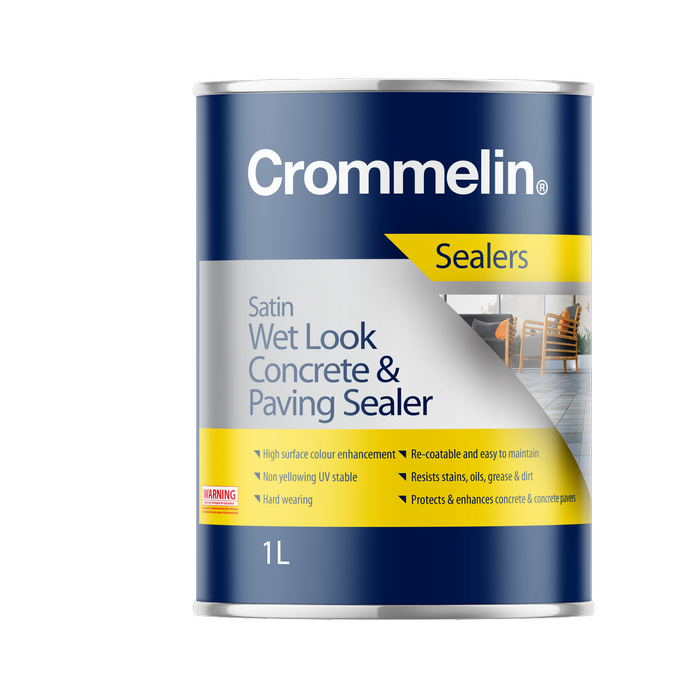 Crommelin 1L Satin Wet Look Concrete & Paving Sealer