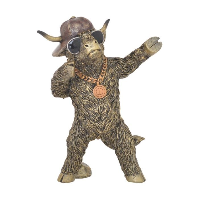 Gibson Gifts Cool Cow Bolting Highland Figurine Bronze Polyresin