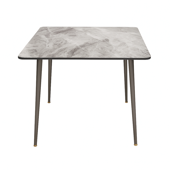 P&P Grey Sintered Stone Dining Table With Black Metal Legs For Modern Homes