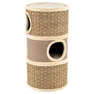 Costway 3-story Cat Condo House Pet Playhouse Scratching Pad Plush Bed