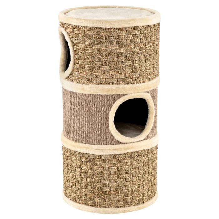 Costway 3-story Cat Condo House Pet Playhouse Scratching Pad Plush Bed