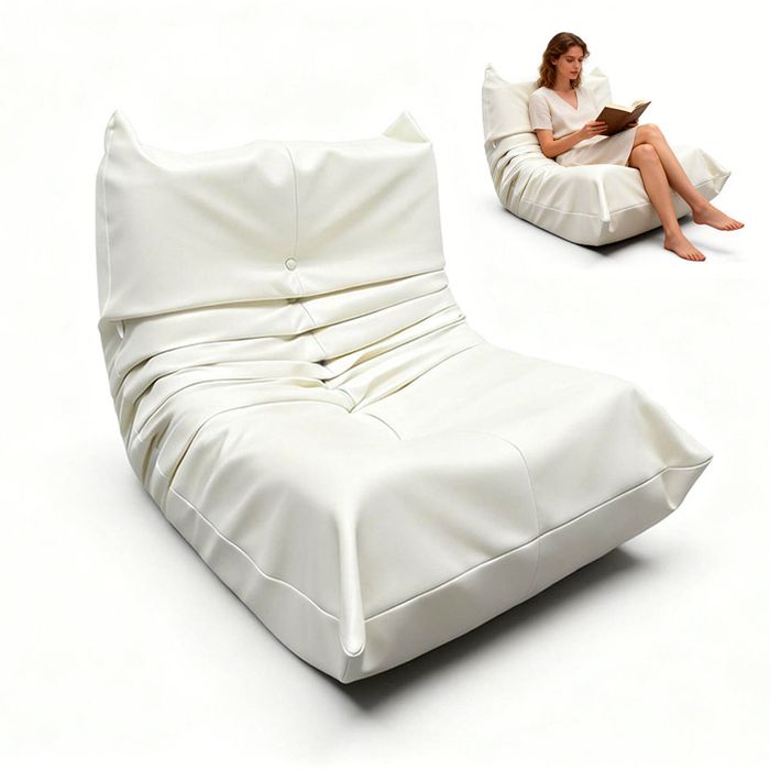 Caterpillar Floor Sofa Vegan Leather Comfortable One-piece Foam Lazy Lounge Armless Sofa