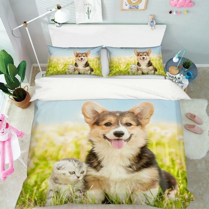 3D Cute Corgi 353 Bed Pillowcases Quilt King Size