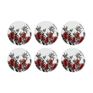 6pk Maxwell & Williams Royal Botanic Garden Ceramic Coaster 9.5cm Bottlebrush