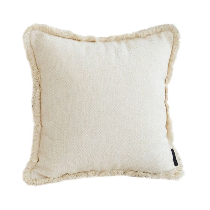 SOGA Creamy White Chenille Tassel Throw Pillow 45cm