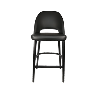 Durafurn 750mm High Black Vinyl Semifreddo Bar Stool with Black Beech Wood Legs