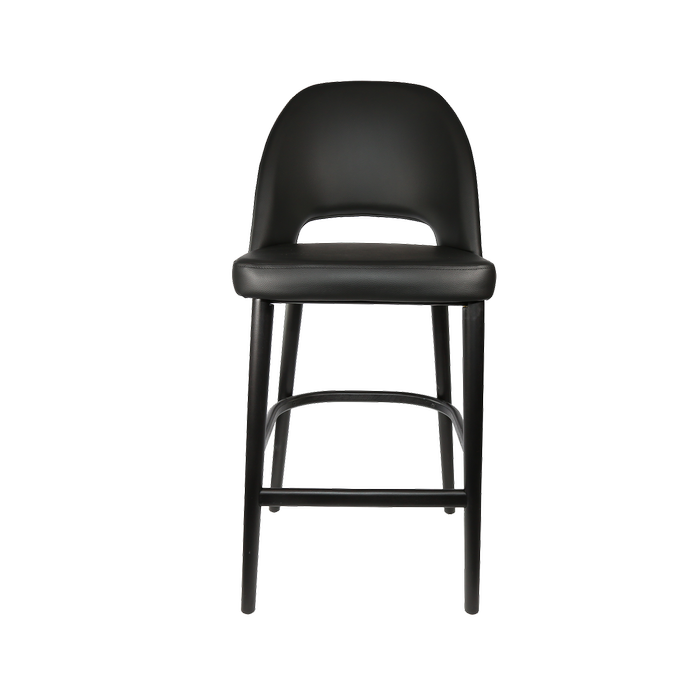 Durafurn 750mm High Black Vinyl Semifreddo Bar Stool with Black Beech Wood Legs