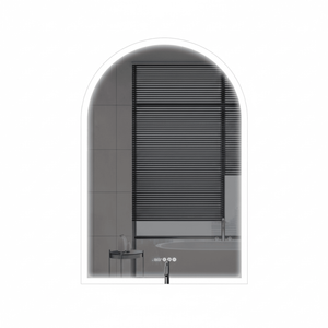 P&P 90x60cm White Mirror With Silver Frame Arch LED Bathroom Mirror