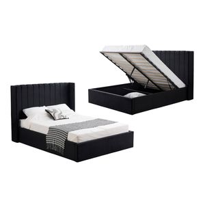 Elegant Collections King Black Velvet Gas Lift Bed
