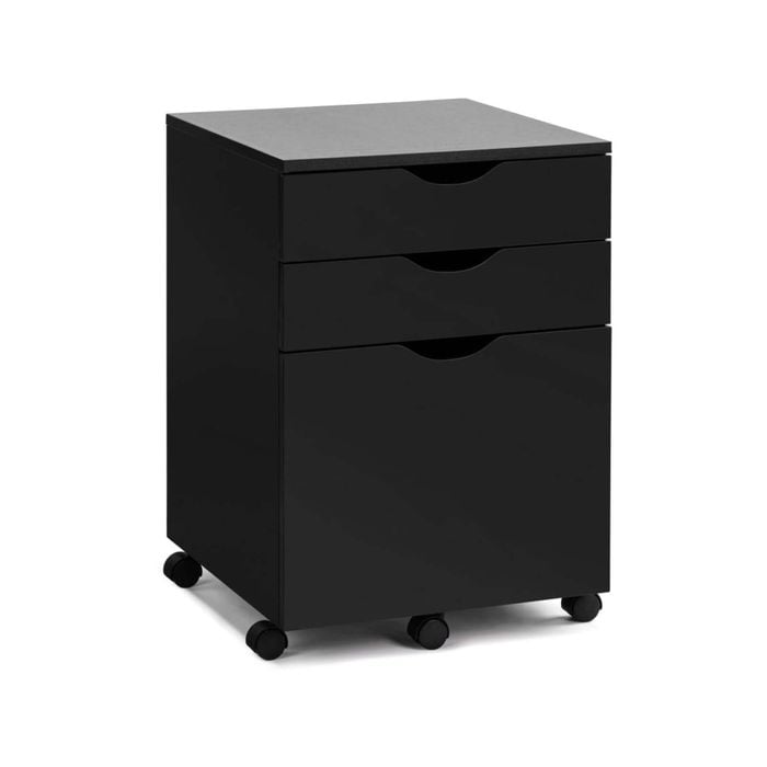 Marias Mobile Pedestal Filing Cabinet Storage Cabinet W/ 3-Drawers - Black