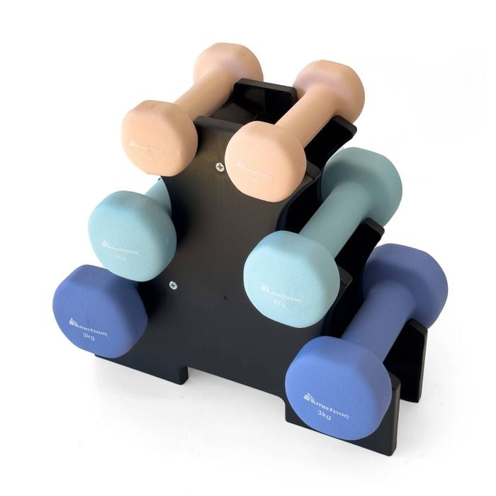 Neoprene Dumbbell Training Weights Set METEOR 1kg-2kg-3kg Flat