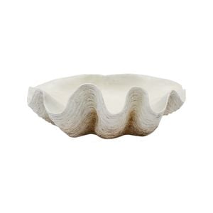 Decorative 53cm Resin Clam Shell/Trinket Decor XL - White/Beige