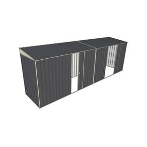 Build-A-Shed 1.2 x 6.0 x 2.0m Skillion Single with Double Sliding Side Doors Shed - Grey