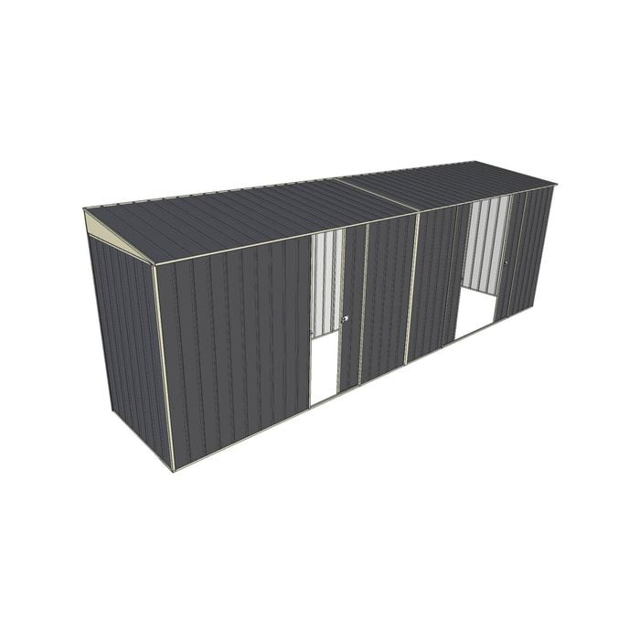 Build-A-Shed 1.2 x 6.0 x 2.0m Skillion Single with Double Sliding Side Doors Shed - Grey
