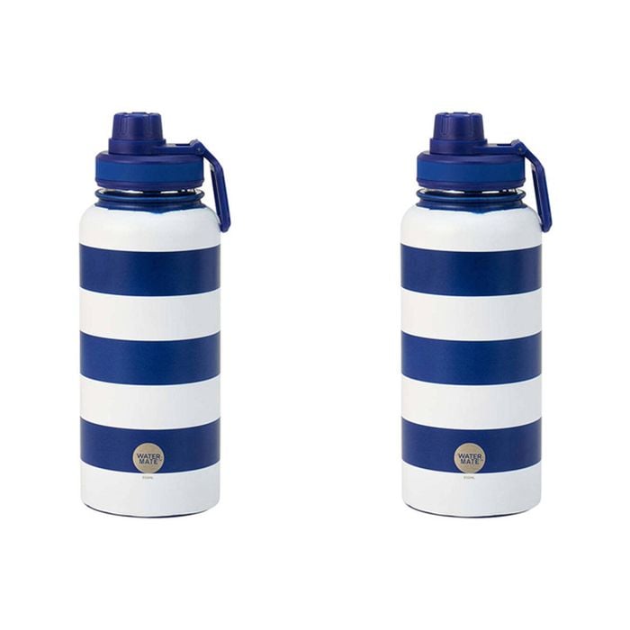 2PK Annabel Trends Watermate 950ml Stainless Steel Bottle Navy Stripe