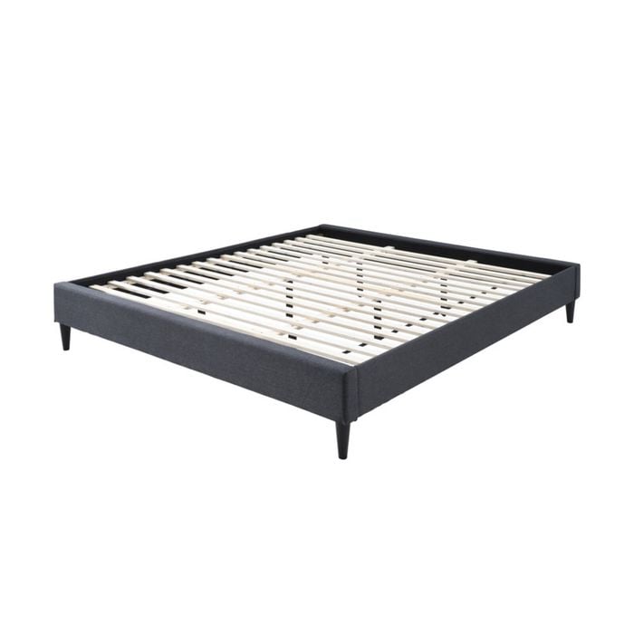Arte King Bed Frame Fabric Upholstered Mattress Platform Base - Mid Grey