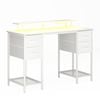 Advwin 120cm Computer Gaming Desk with LED Lights Power Outlets White