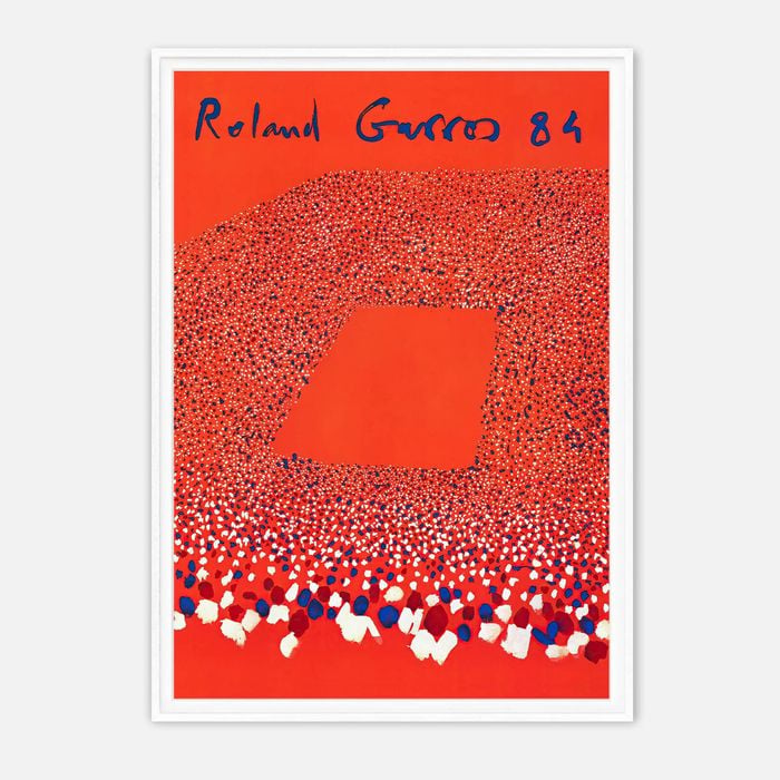 Galrie Roland Garros 1984 - Stunning Abstract Tennis Art Print for Home Decor, White Frame, 70 x 100cm (28 x 40inch)