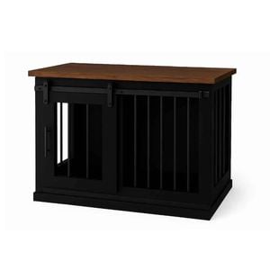 Paws and Willow Single Night Sky with Espresso Top Wooden Dog Crate Barn Doors with Bars