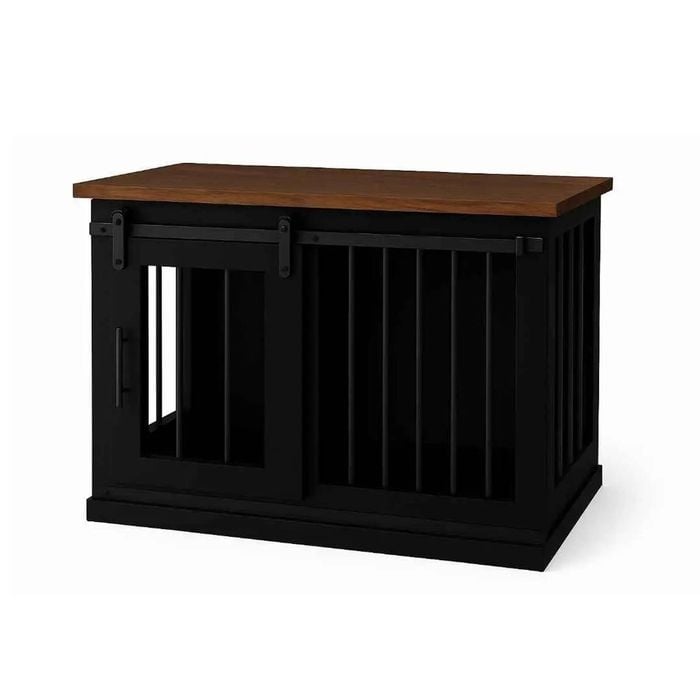 Paws and Willow Single Night Sky with Espresso Top Wooden Dog Crate Barn Doors with Bars