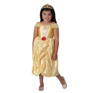 Belle Halloween Costume and Tiara for Kids Official Disney Beauty and the Beast Dress Yellow Colour, 5-6-YRS