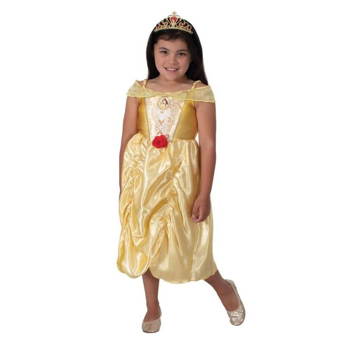 Belle Halloween Costume and Tiara for Kids Official Disney Beauty and the Beast Dress Yellow Colour, 5-6-YRS