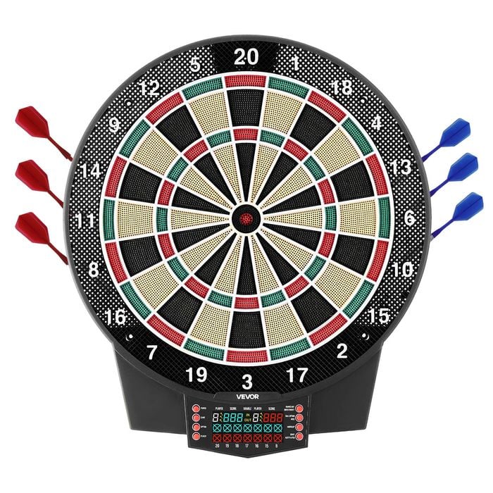 VEVOR 391mm Electronic Dart Board Black White with 43 Games 320+ Variations for Up to 8 Players