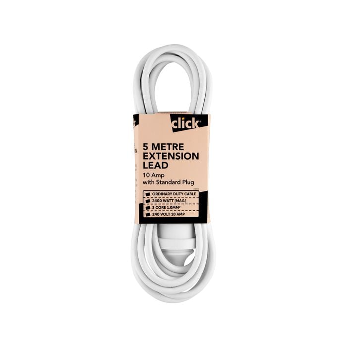 Click White Extension Lead - 5m