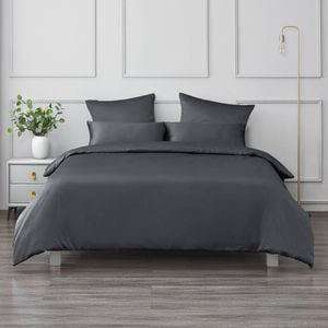 Dreamaker Matte Satin Quilt Cover Set Charcoal - Super King Bed
