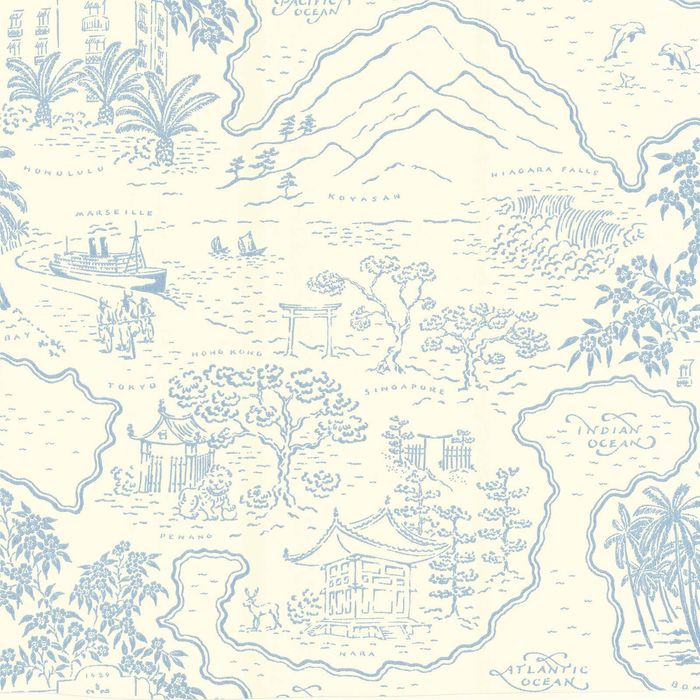 Wallpaper Trader Voyage 1929 Wallpaper Roll 10.05m X 53cm, Blue