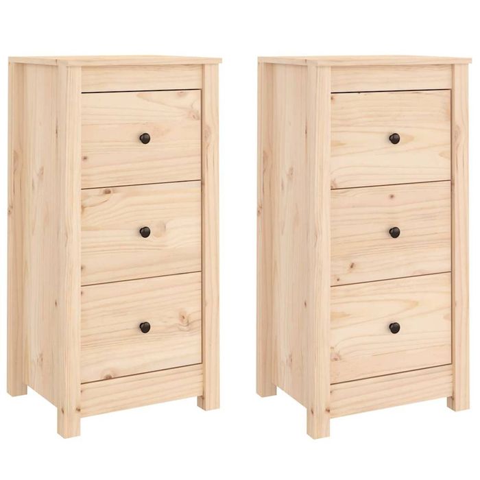 vidaXL 2x Solid Wood Pine Sideboards Home Organiser Storage Cabinet Buffet