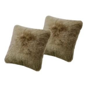 2pk Huxford Grove The Gulgong Sheepskin Cushion Cover 40cm - Taupe