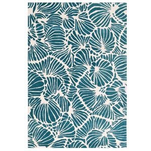 Designer Handmade Wool Rug-Jessica 6351-Teal Ivory-160x230cm