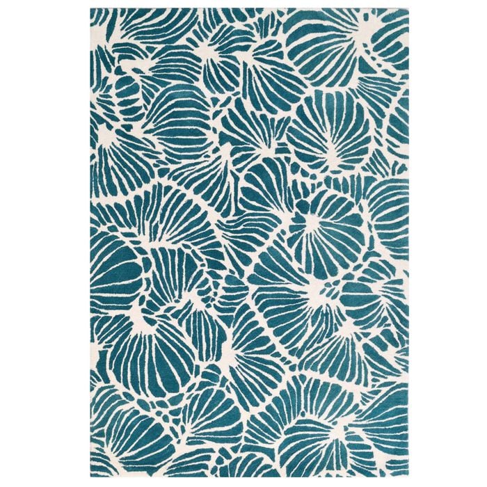 Designer Handmade Wool Rug-Jessica 6351-Teal Ivory-160x230cm