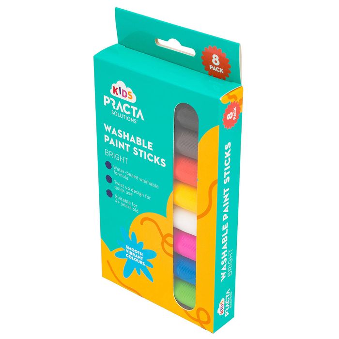 Practa Kids Bright Washable Paint Sticks - 8 Pack