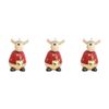 3x LVD Wood/Resin Buster Deer Sculpture Christmas Home Decoration Lrg 14cm Red